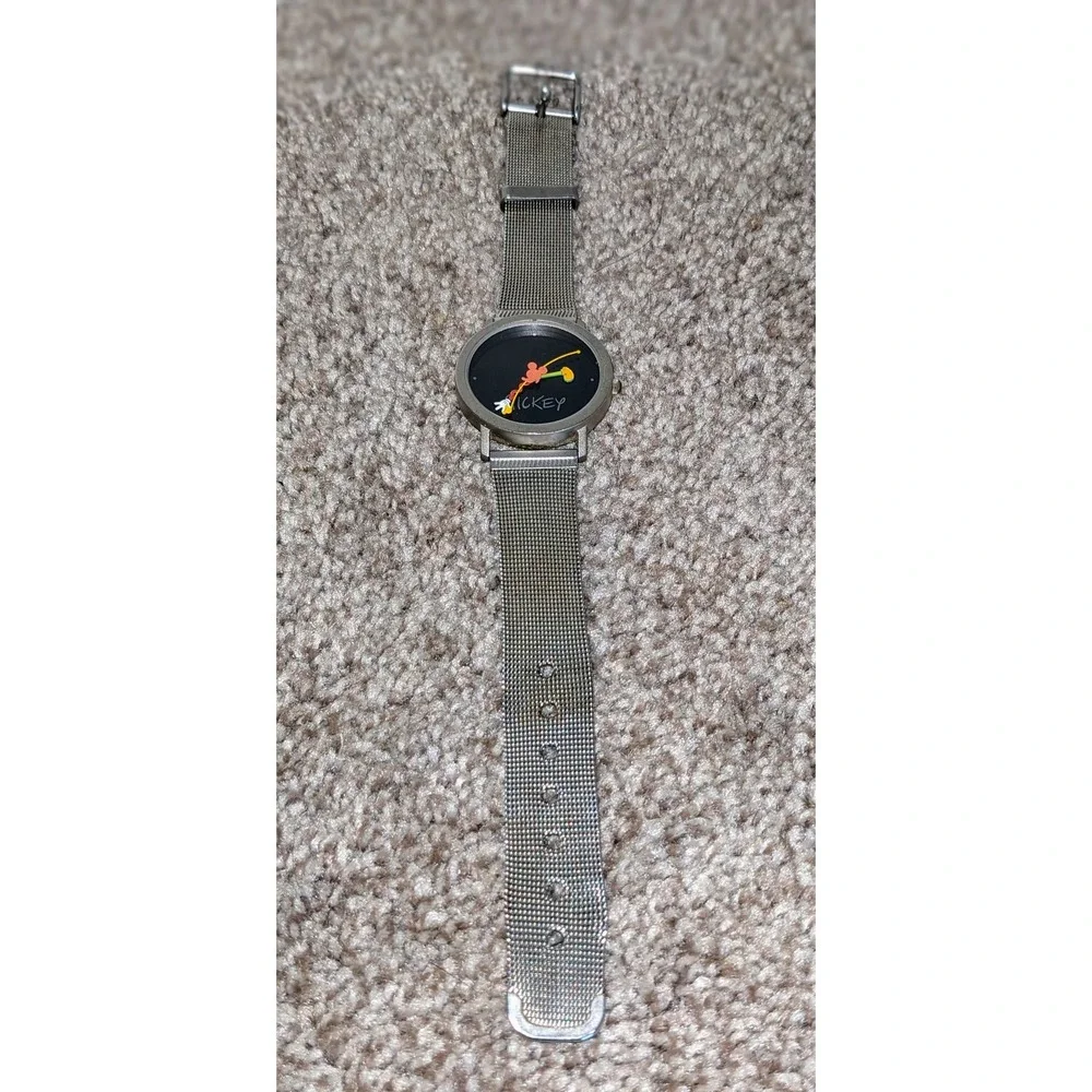 Disney Time Works‎ Mickey Mouse Watch Collectible Novelty Silver Mesh Band